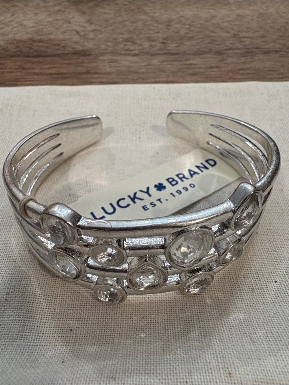 Lucky Brand Silver Crystal Cuff Bracelet NWT